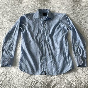 Aziari Italian dress shirt light blue with skull design